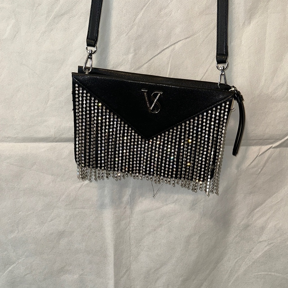 Victoria's Secret Black and Silver Fringe Clutch